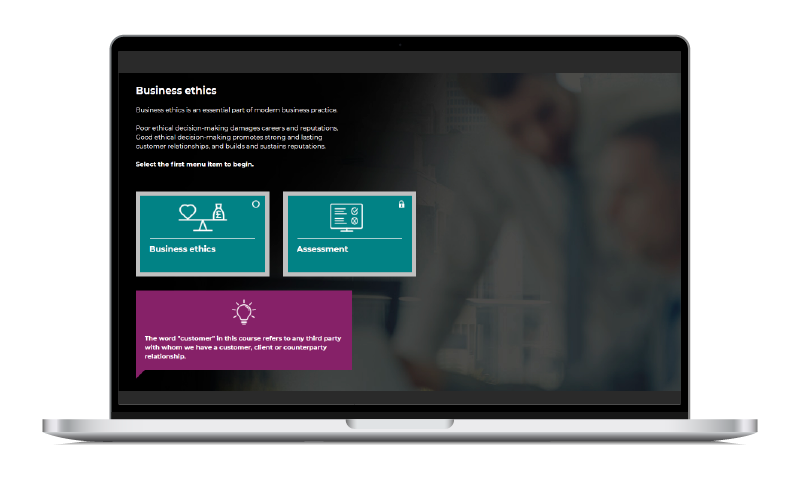 Compliance & ESG Business Ethics course screen shot
