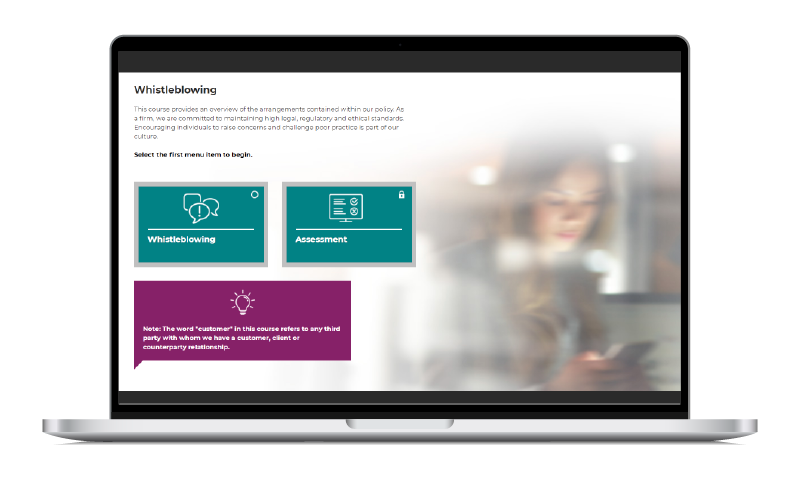 Compliance & ESG Whistleblowing course screen shot