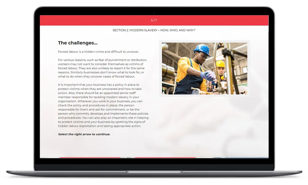 Compliance & ESG Tackling Modern Slavery Australia course screen shot